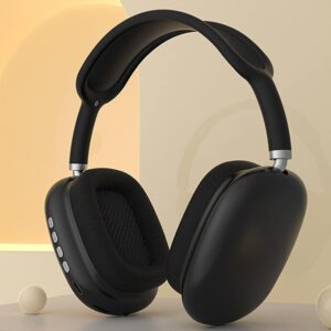 سماعة راس لاسلكية بلوتوث P9 بتصميم انيق مزود بازرار تحكم فوق الأذن اسود